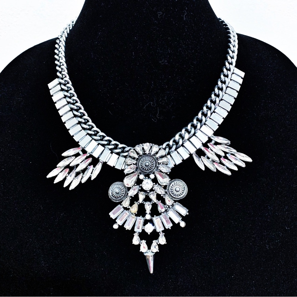 Baublebar Silver  Faux diamond chunky chain statement necklace